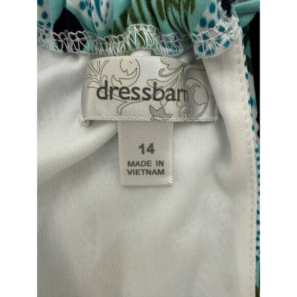 Dressbarn Aqua Print Halter Keyhole Neckline Summer Dress Size 14 Sundress Party - Picture 5 of 7